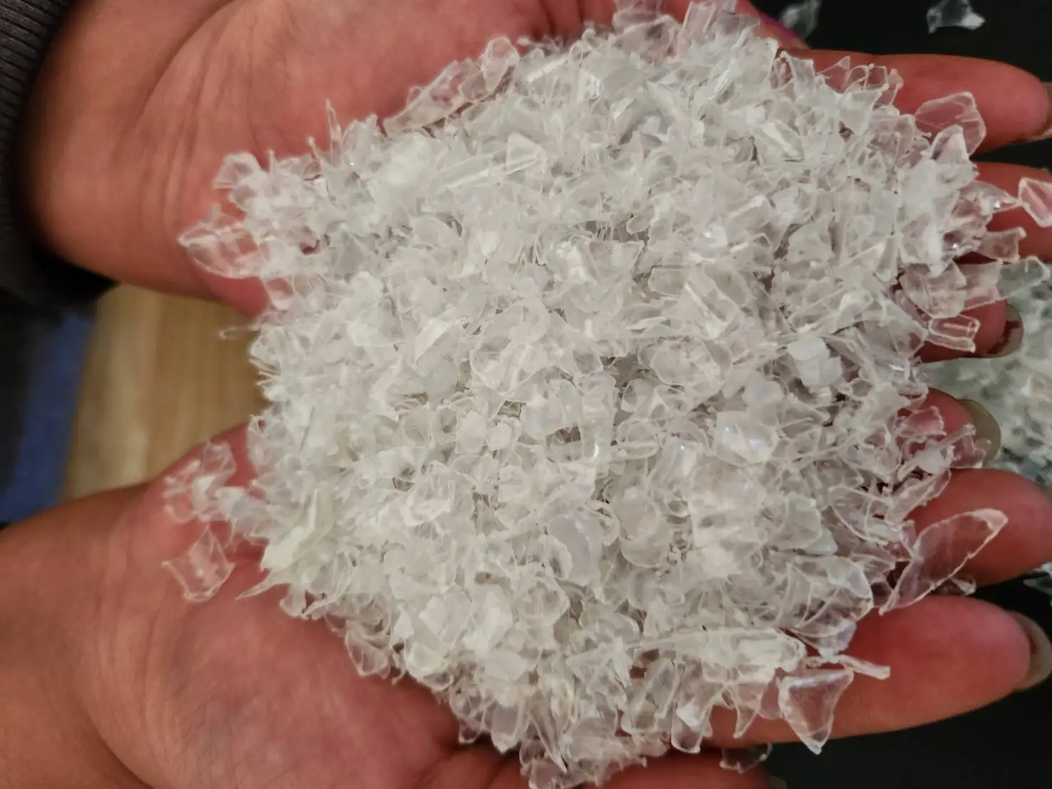 Sample 500g Pet Flake Pet Bottle Scrap Clear Color Hot Washed From