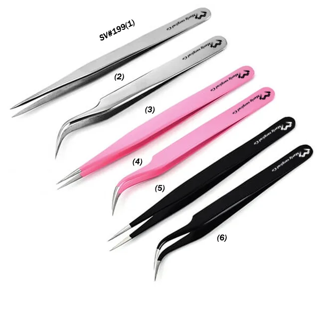 Custom Logo Lash Tweezers Volume 90 Degree Private Label Eyebrow Tweezers Fiber Tip Eyelash