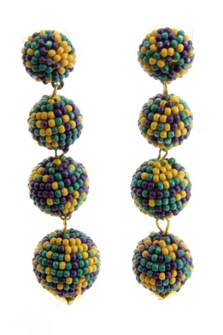 mardi gras flower earrings