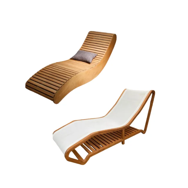 Leisure Luxury Sun Lounger Teak Wood Swimming Pool Chair Patio Beach Bed Outdoor Lounge Chair