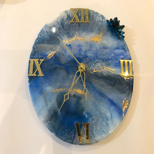 Resin Art Custom Wall Clock Handcrafted Beautiful Artwork Clock Hand