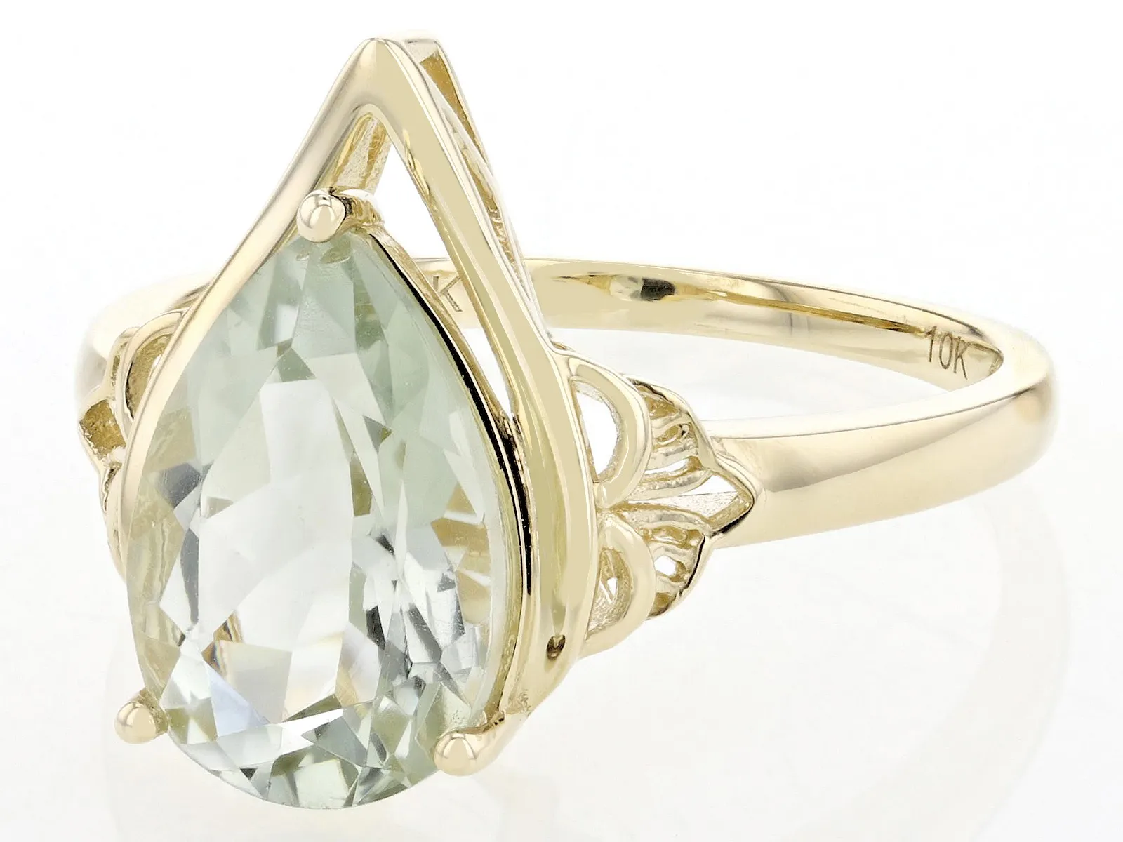 Radiant Green Elegance Prasiolite 10k Yellow Gold Ring A Gem Of