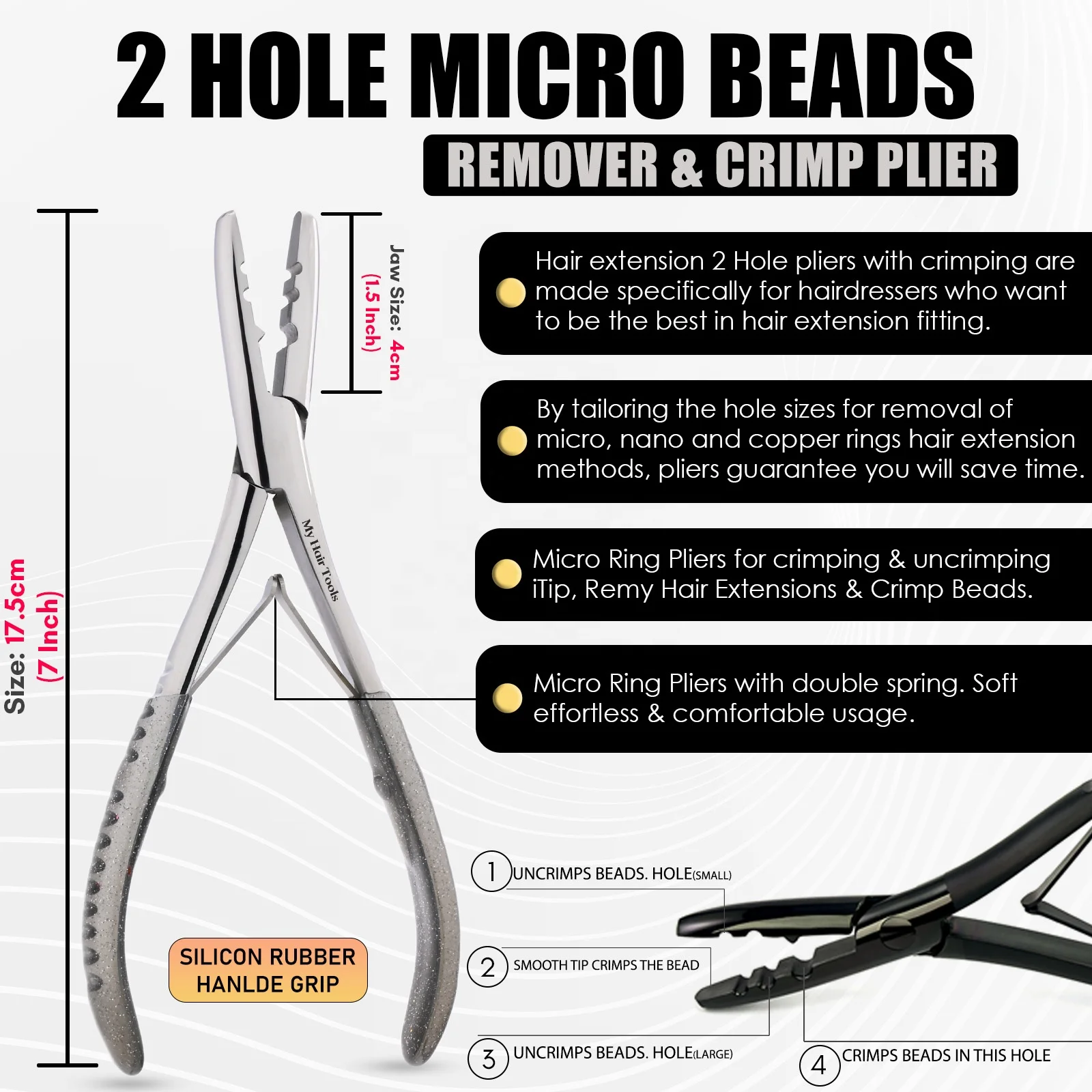 Micro Beads Hair Extension Tools Kit Hair Remover Plier,Parting Ring,Loop Tool & Hair Sectioning