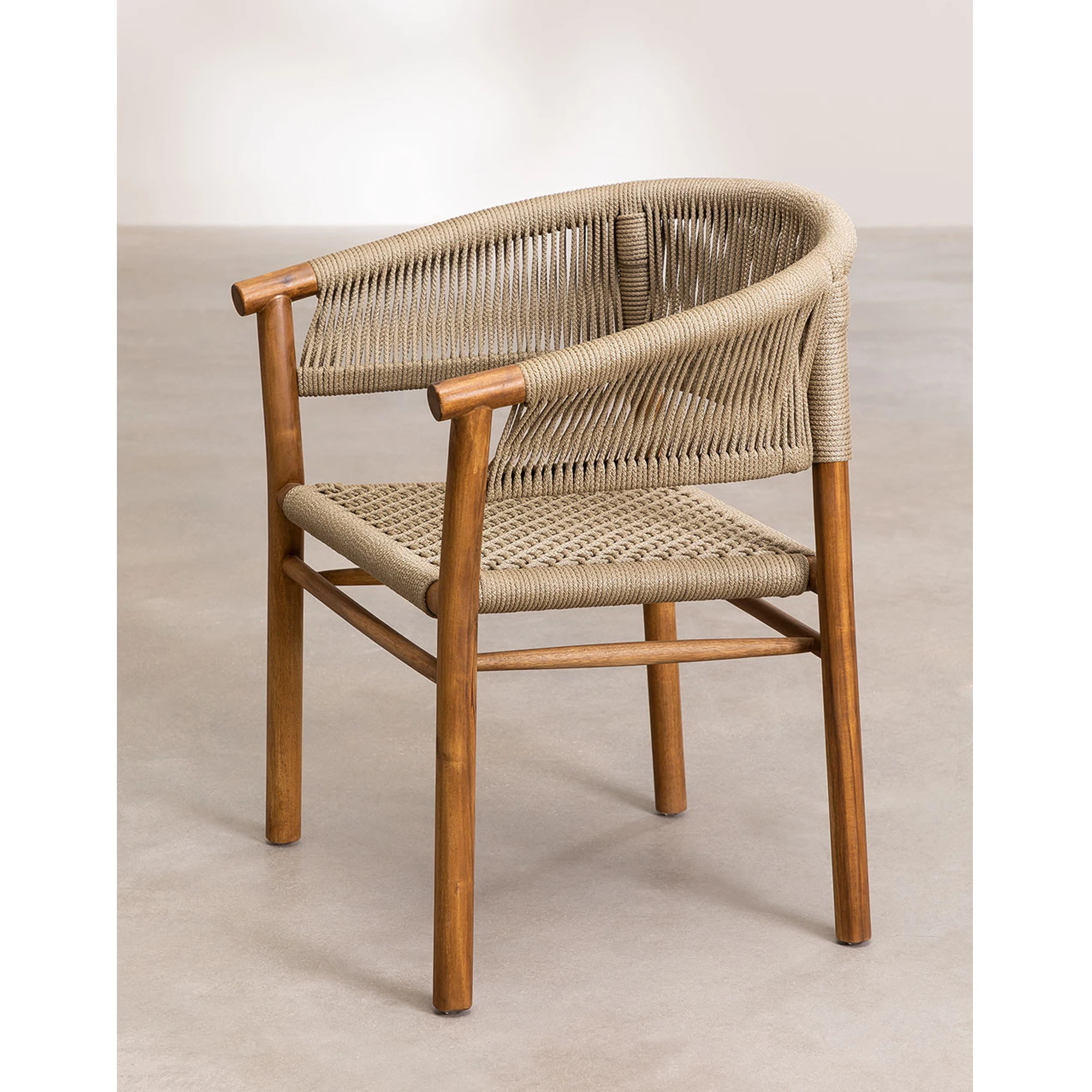 Rope Chair With Armrests Teak Wooden Outdoor Chair - Delia| Alibaba.com