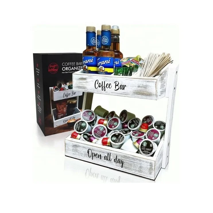 2 Tier Countertop Coffee Bar Organizer Coffee Bar Accessories And