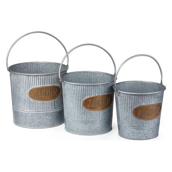 Galvanized Flower Vase Metal Flower Bucket Pots Planter Home Decorative