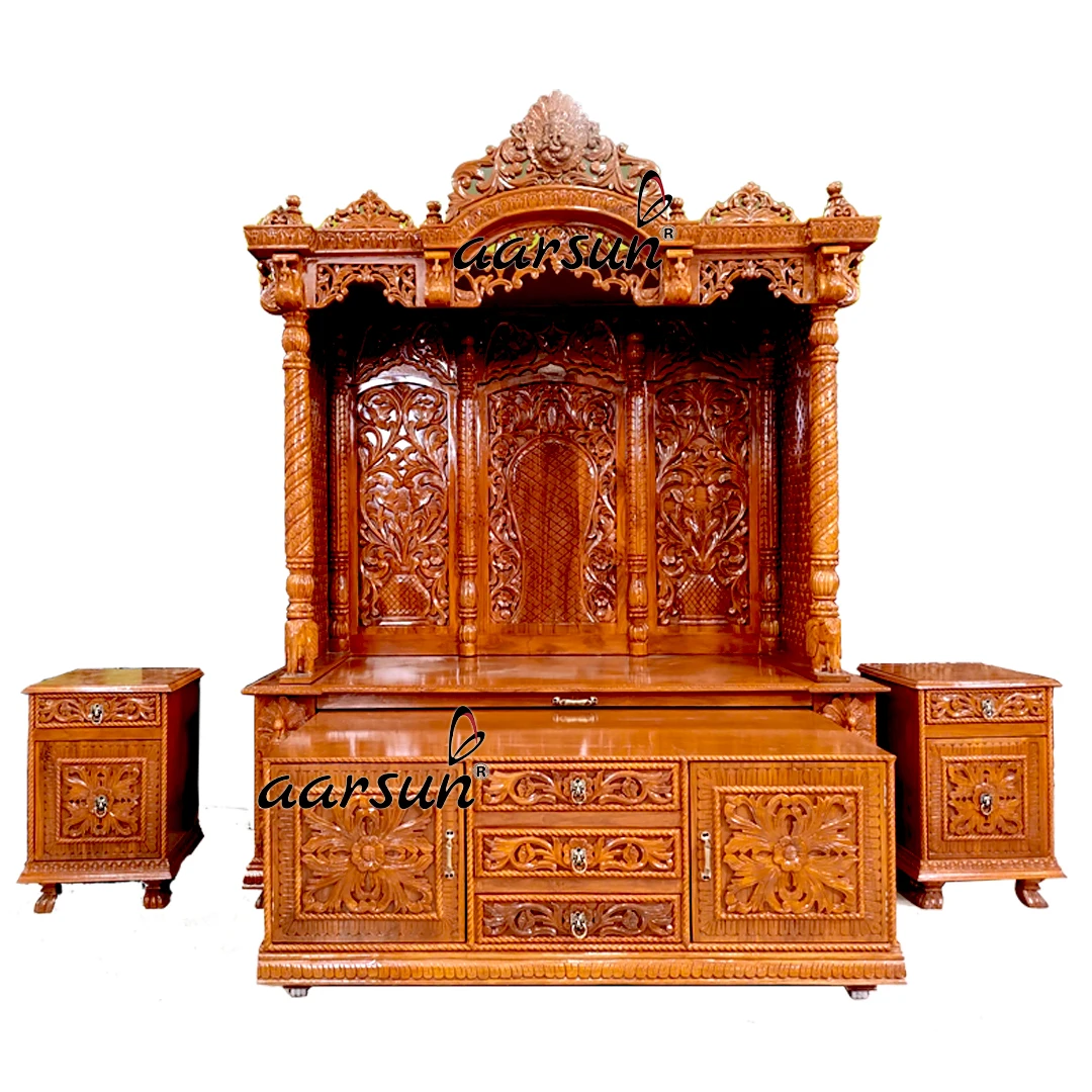 Handcrafted Wooden Temple/mandir/pooja Ghar/mandapam Designer Brown