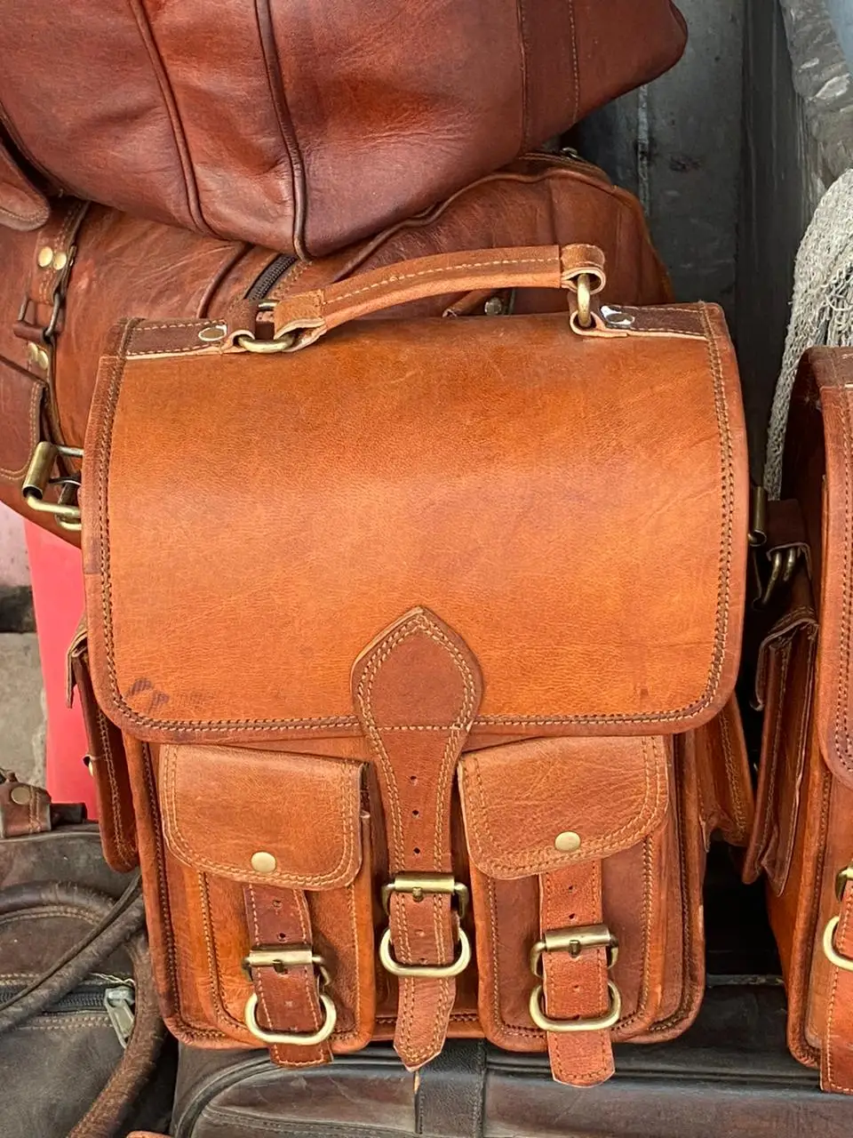 Genuine Leather Bag Pack High Quality Durable Hand Made Genuine 100