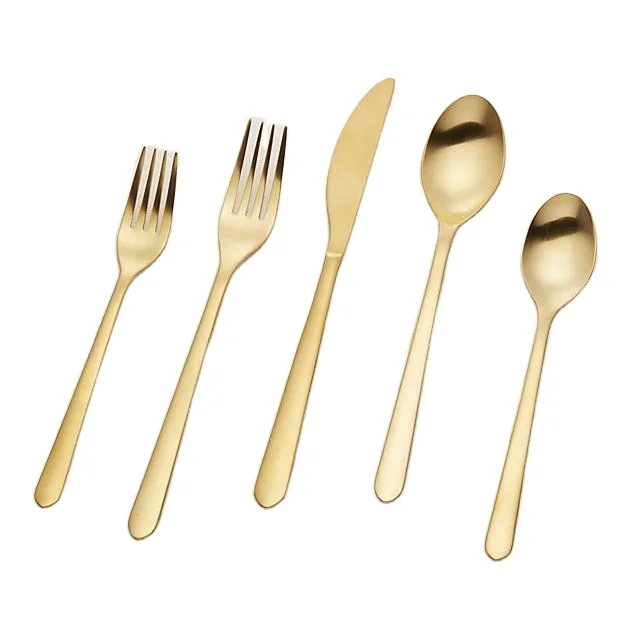 Stainless Steel Cute Cutlery Set With Brass Hammered Handle For Hotel