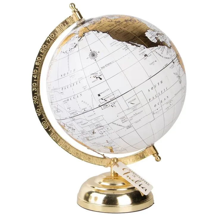 Best Wooden Look Globe Base In Half White Color Globe Home Decor Office ...