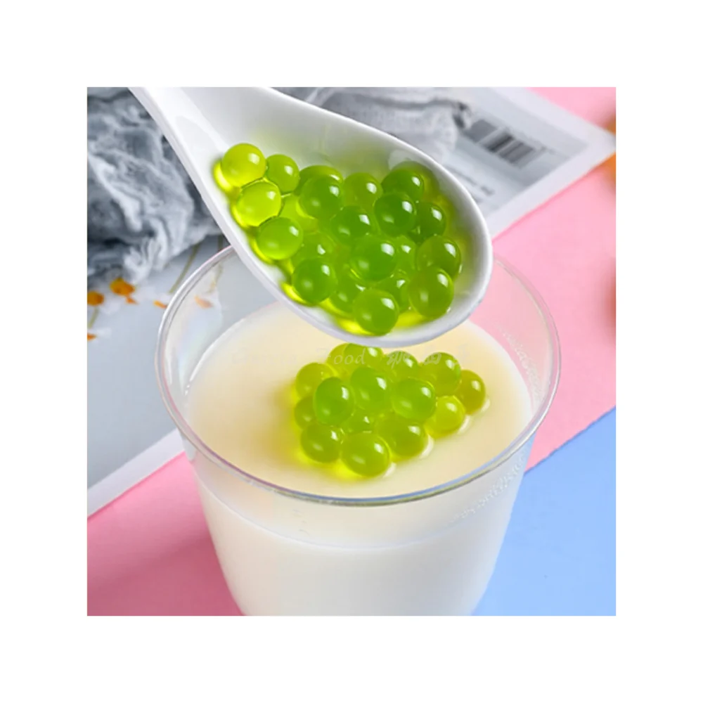 Fusu Ready To Eat Popping Boba Green Apple Flavor (3kg*4 Tubs/ctn) Great Way To Mix & Match A