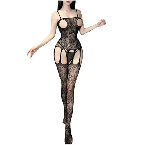 Womens Fishnet Bodystockings Lingerie Sexy One Shoulder