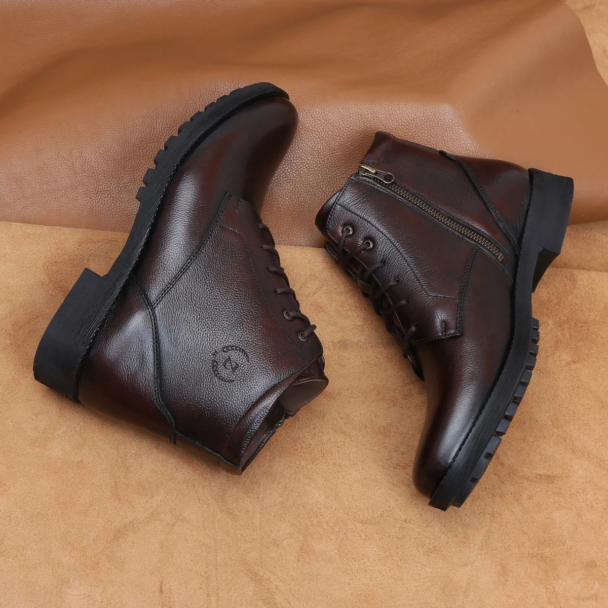 Men Genuine Leather Boots Formal Casual Wear Fashion Trendy Shoes Outdoor Wear Hiking And Office