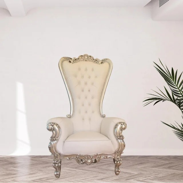 Double Seat Luxury Royal Throne European Style White Color High Back