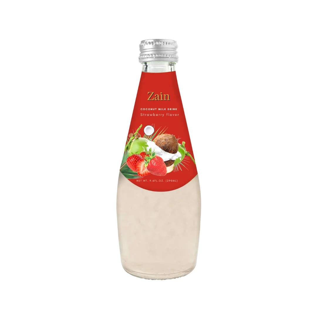 Zain Japanese Melon Coconut Milk Drink With Nata De Coco Glass Bottle