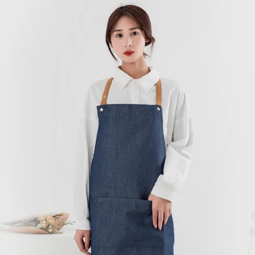 Barber Professional Jean Denim Canvas Chef Kitchen Apron Woman With