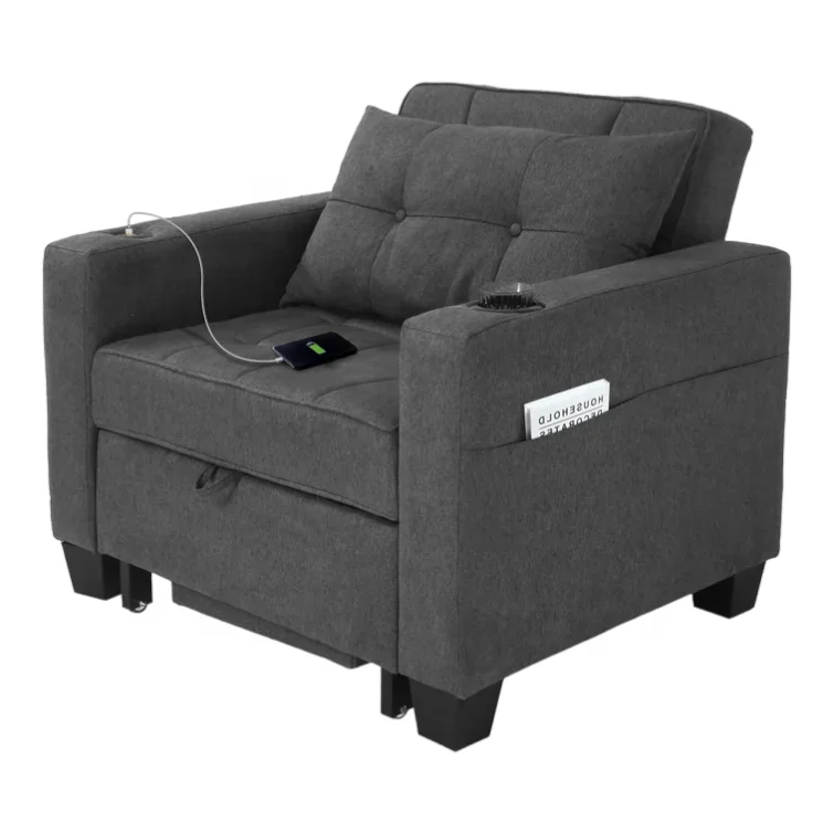 Wide Convertible Sofa Bed Adjustable Backrest 3in1 Pull Out Sleeper