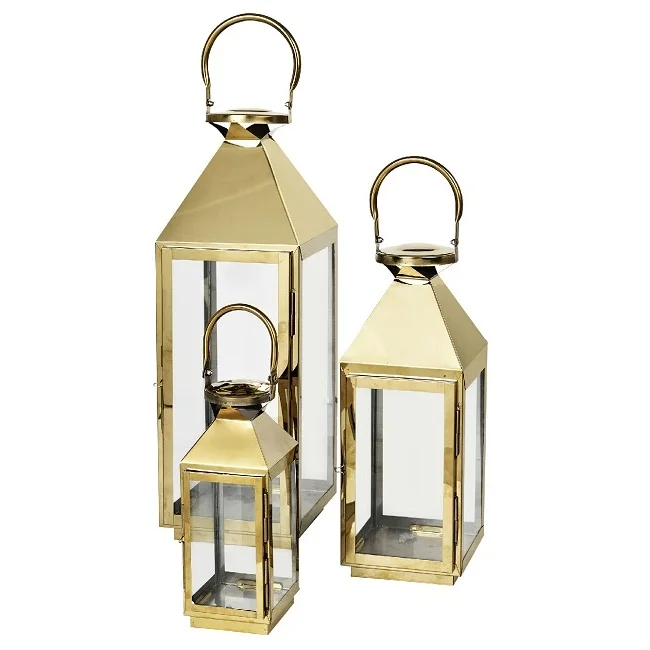 Stainless Steel Lantern Gold Plated Designer Handmade Fancy Candle