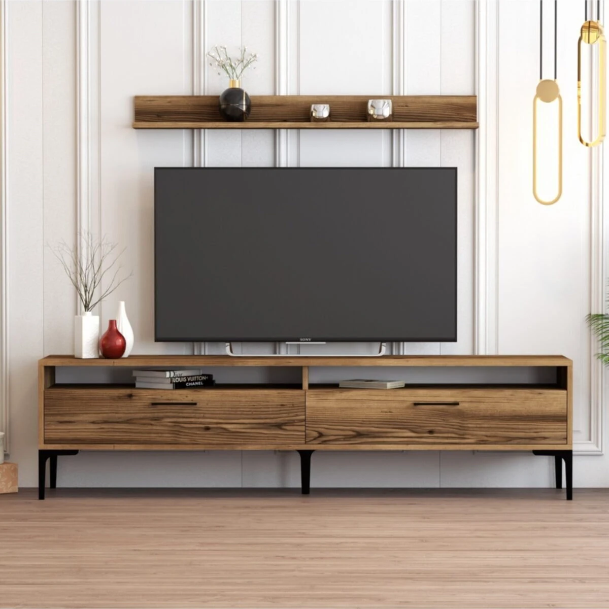 Modern European Design Wooden TV Stand Panel Adjustable Height Eco ...