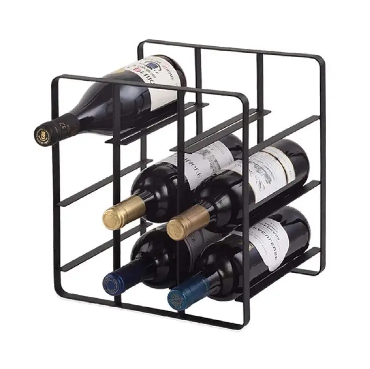 Wrought Iron Tabletop Wine Bottle Rack Holder For Kitchen Home