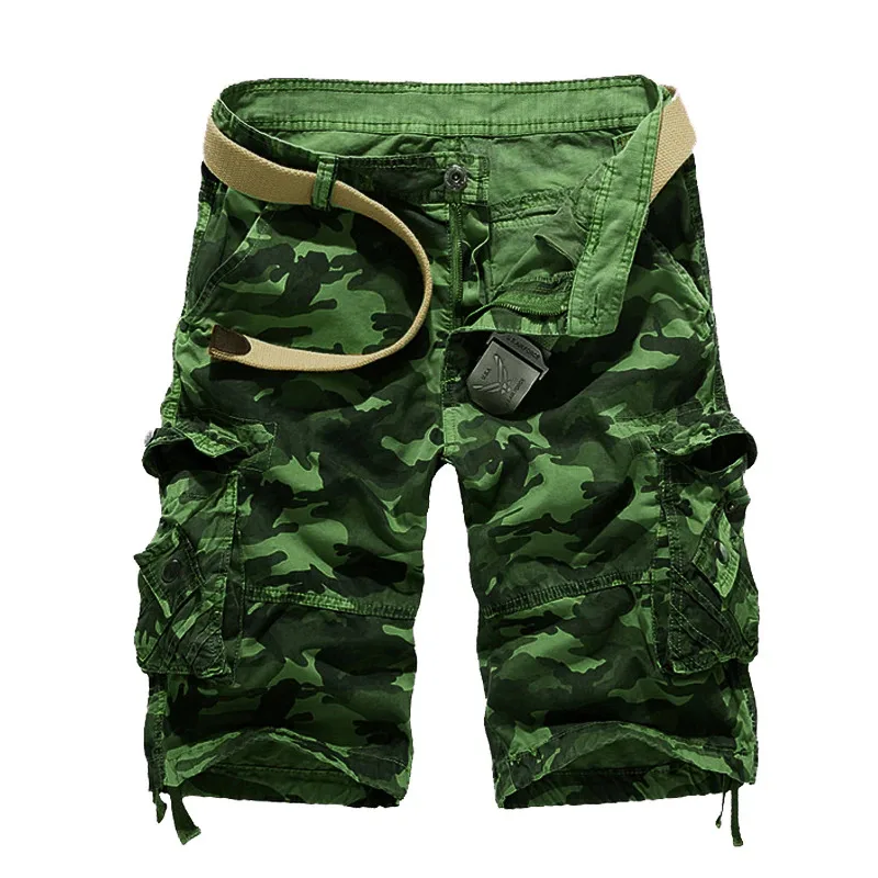 Pantalon court Cargo d'été personnalisé pour hommes, en coton, multi-poches, décontracté, à la mode, 105_voghion.com