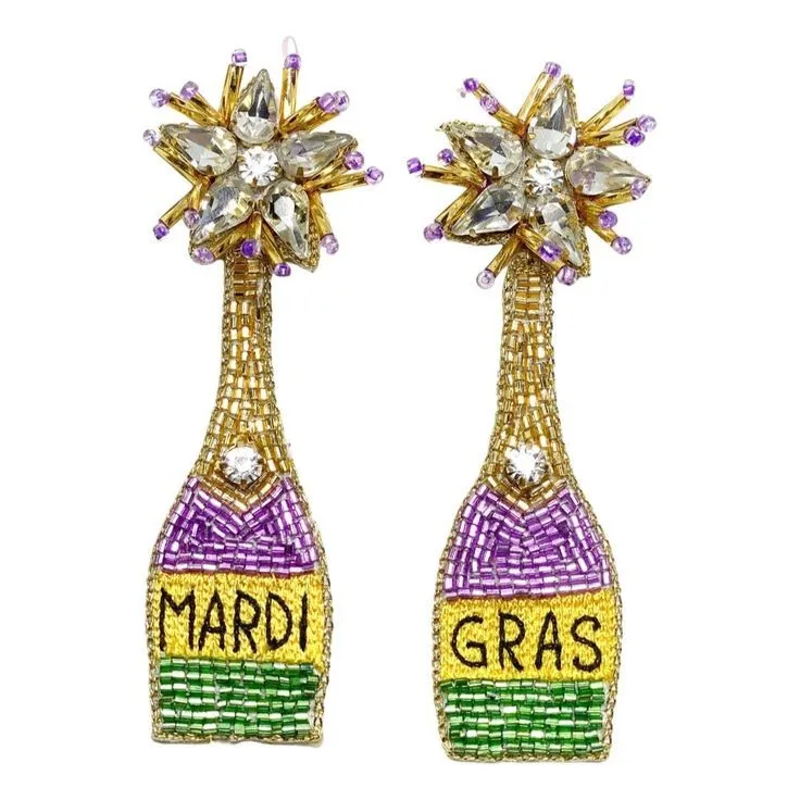 mardi gras seed bead earrings