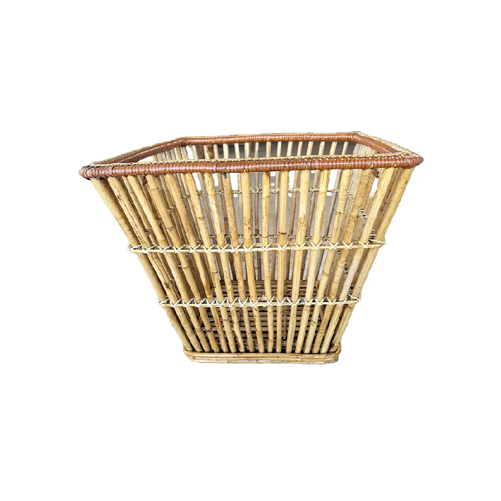Thai Square Basket Storage Craft Wood Rattan Basket Laundry Wicker Best