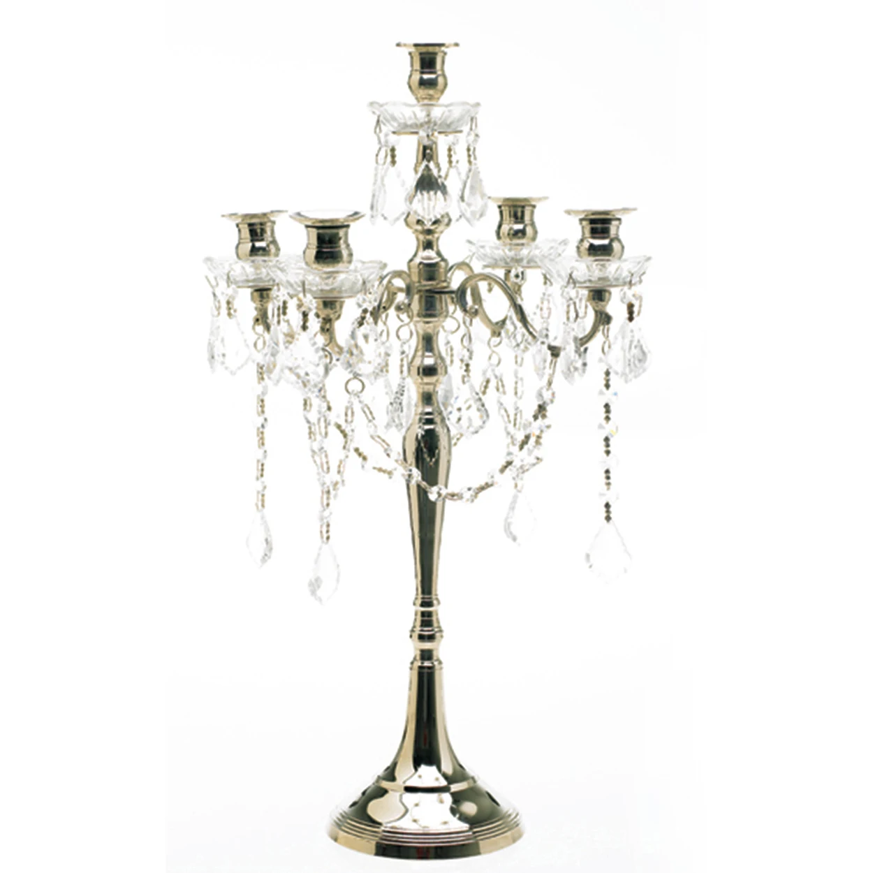 Glossy Silver T Light Candle Holder With Crystal Globe Set Of 3 Elegant