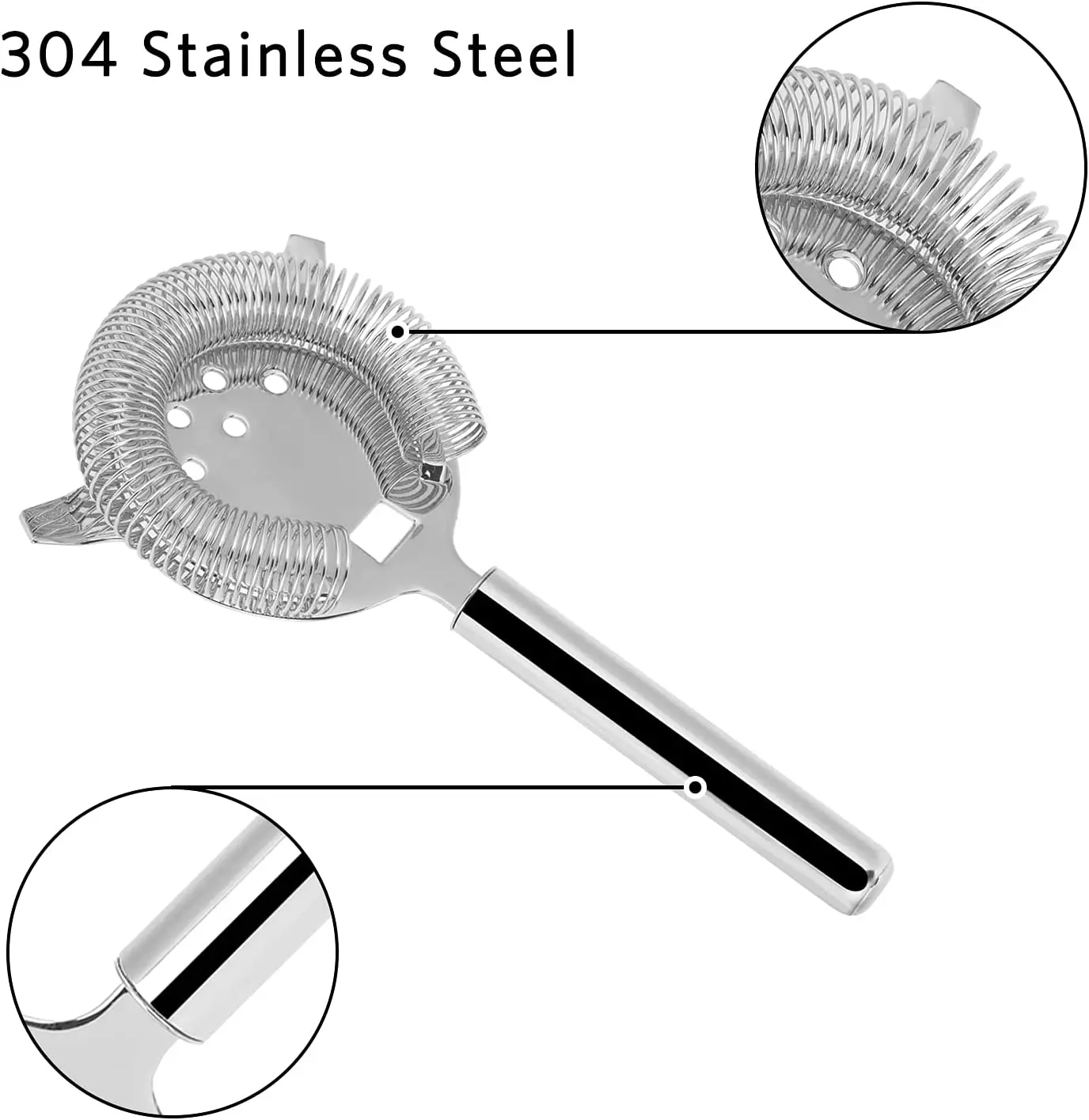 Stainless Steel Cocktail Professional Two Prong Bar Hawthorne Strainer