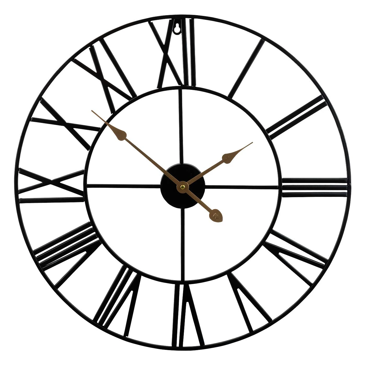 Classic Metal Wall Clock Round Shaped Antique Industrial Iron Skeleton
