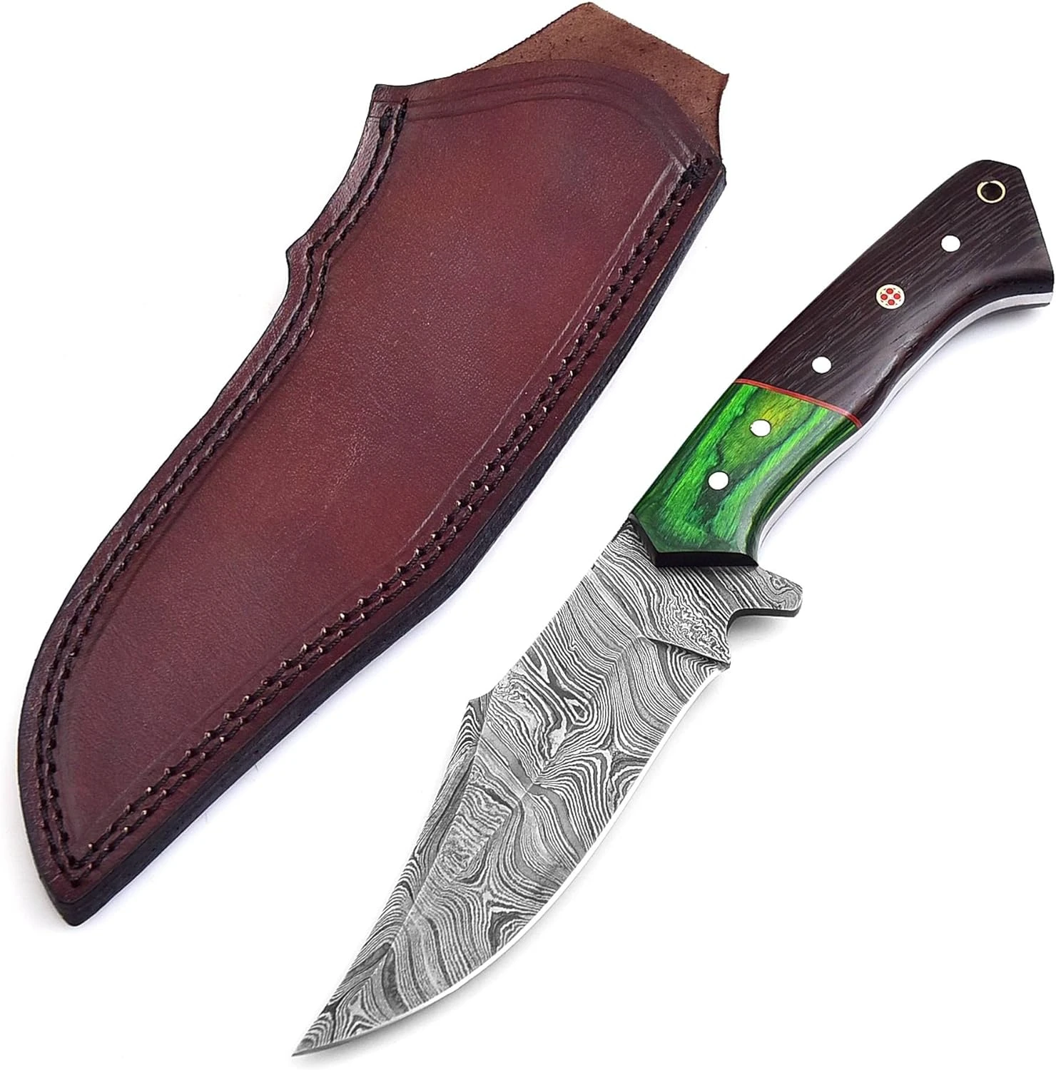 High Quality Carbon Damascus Steel Fixed Blade Hunting Knives Handmade