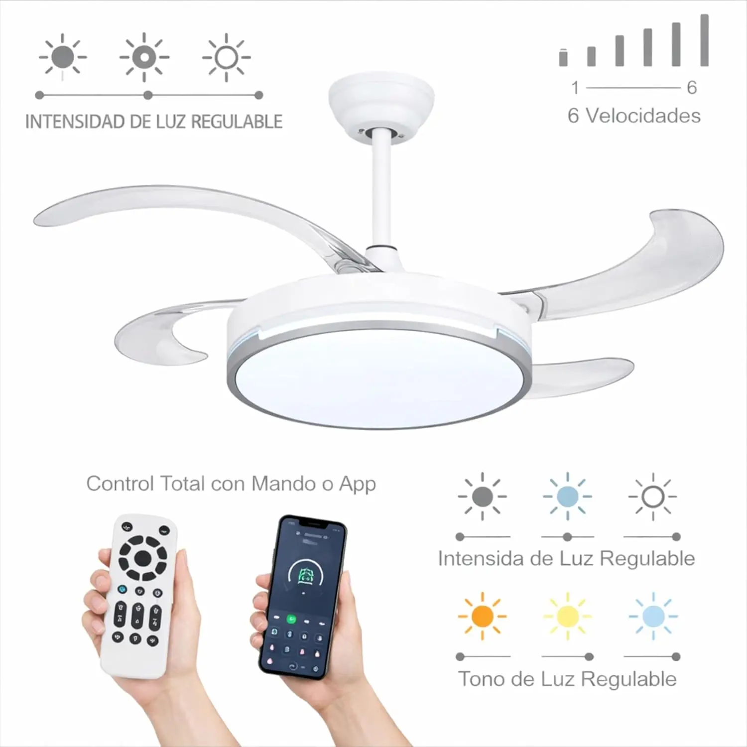 6 velocidades control mando a distancia y App