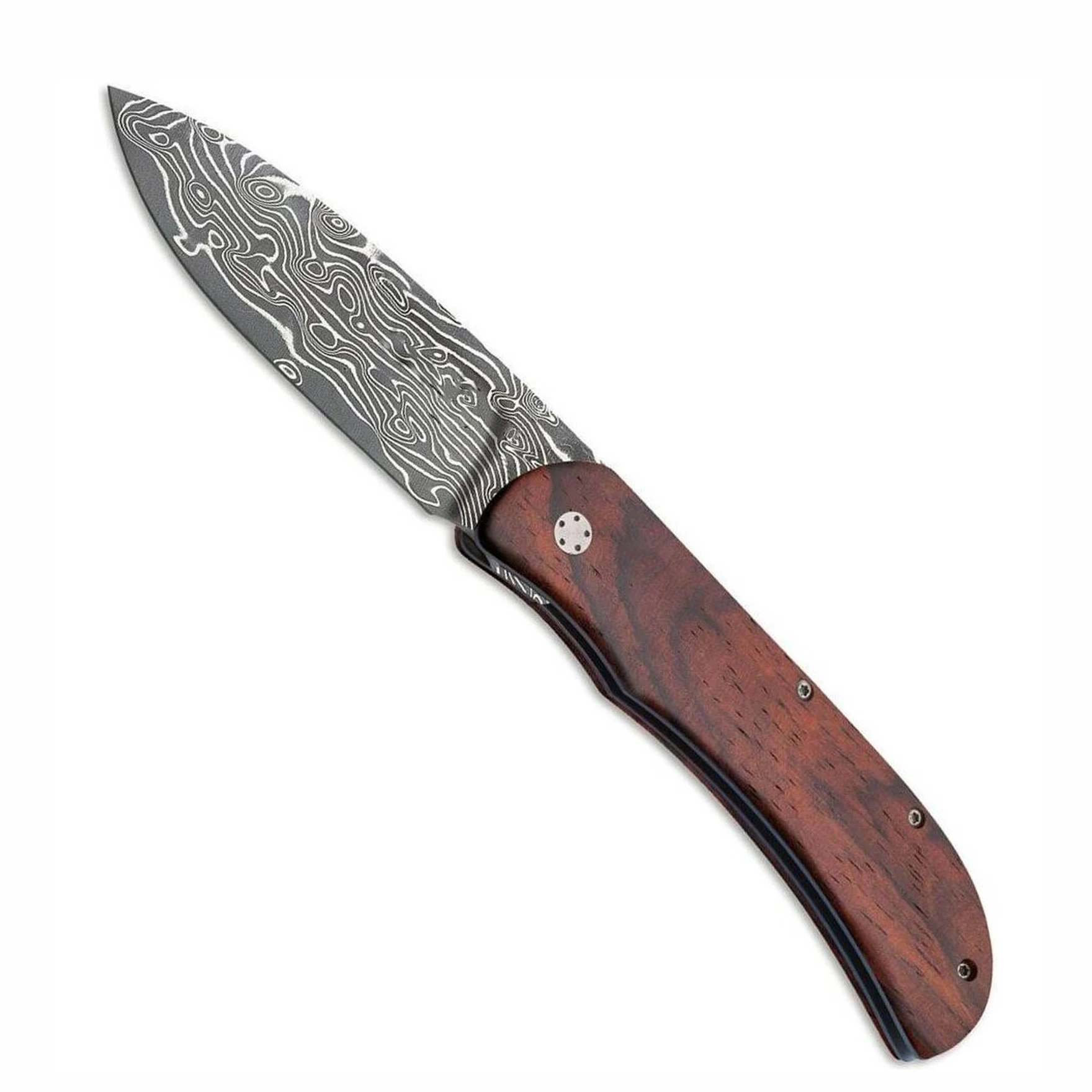Wood Handle Folding Knife – Damascus Blade main image 0
