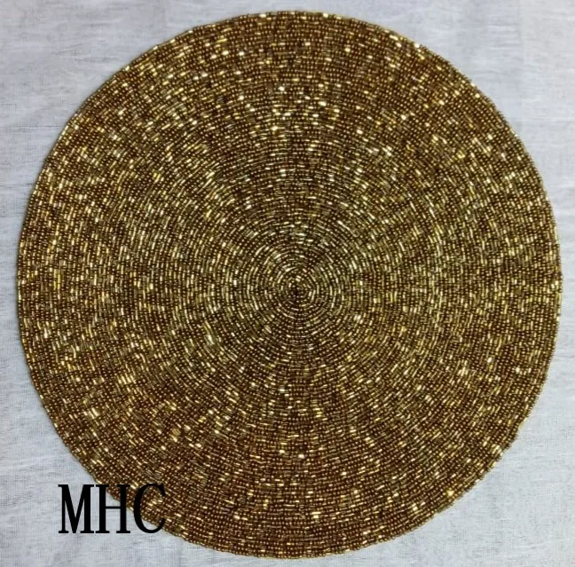Handmade Beaded Round Silver Placemat Expensive Design For Home