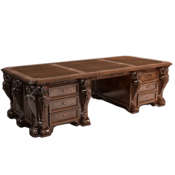 Classic Elegant Teak Wood Office Desk Executive Fancy Style Teak Wood Office Furniture Boss