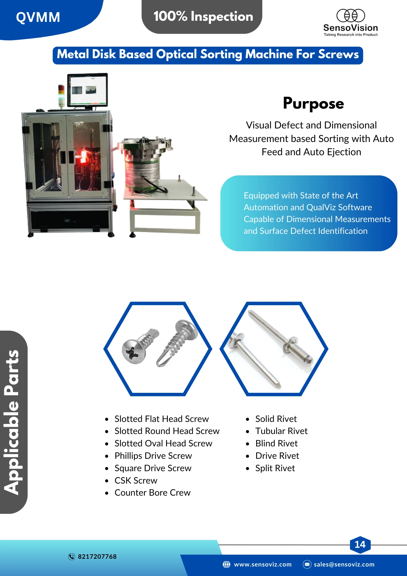 Machine Vision Based Optical Sorting Machine For Fasteners Vision ...