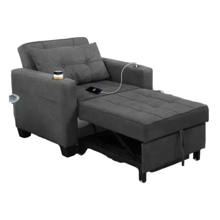 Wide Convertible Sofa Bed Adjustable Backrest 3in1 Pull Out Sleeper