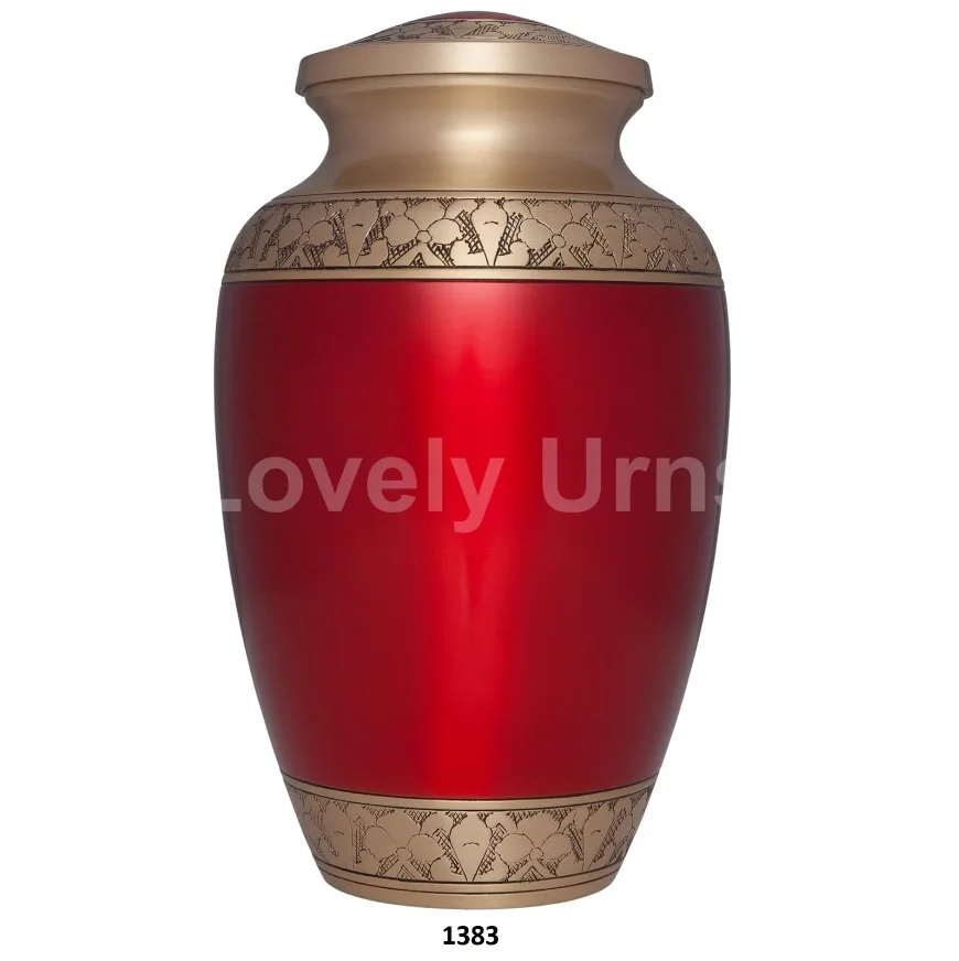 High Quality Red Brass Cremation Adult Urns For Human Ashes Free Velvet ...