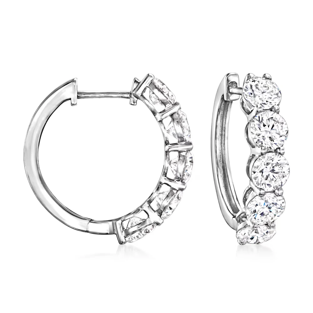 Five-stone Lab-grown Diamond Hoop Earrings In 14k White Gold ...