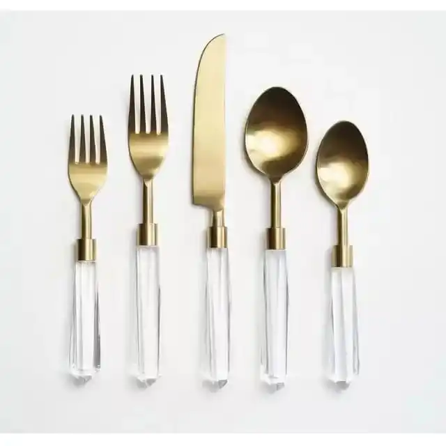 Best Seller Flatware Set With Wood Resin Handle 18/8 Stainless Steel