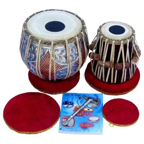 Top Quality Tabla Complete Set With Bag,Ring And Tuning Hammer,Beige