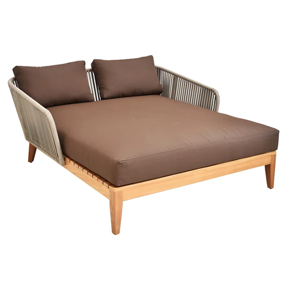 Outdoor Teak Sofa Bed Garden Furniture With Cushion Modern Style For