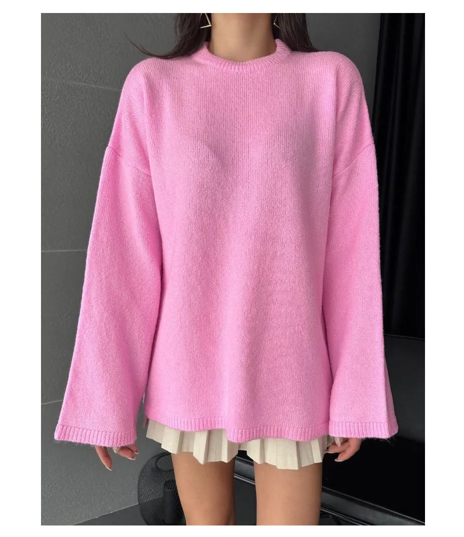 Oversized,Long Sleeve Women Sweater,Jumper Crew Neck Tunic,Dropped ...