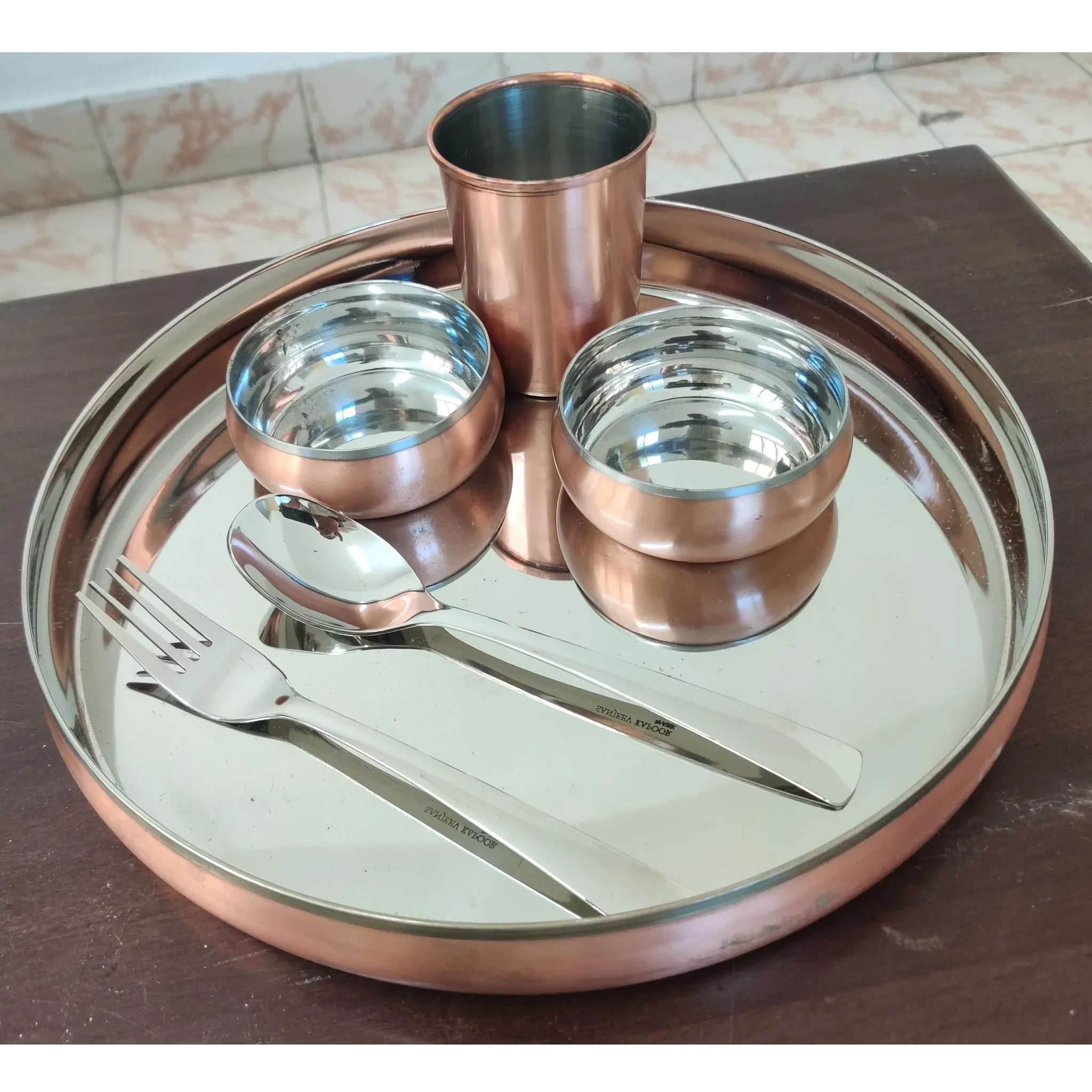Large Copper Indian Thali Set Large Copper Thali For Health Benefits