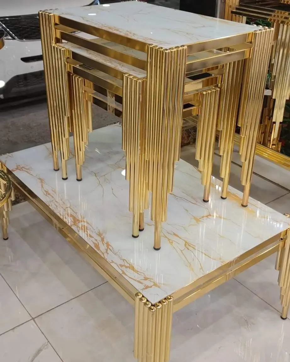 Coffee Tables Living Room Coffee Steel Black Gold Square Modern Luxury