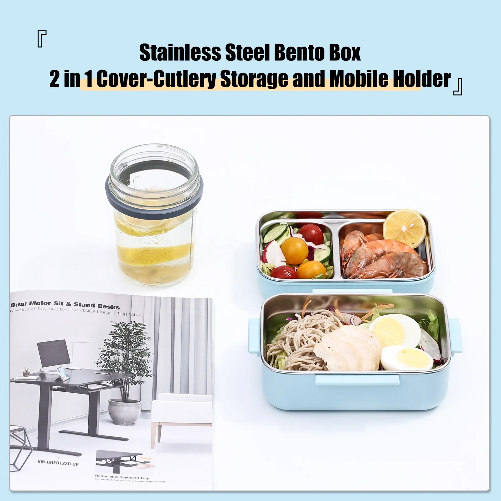 304 Stainless Steel Liner Bento Box Lunch Boxes Sealed Leakproof High ...