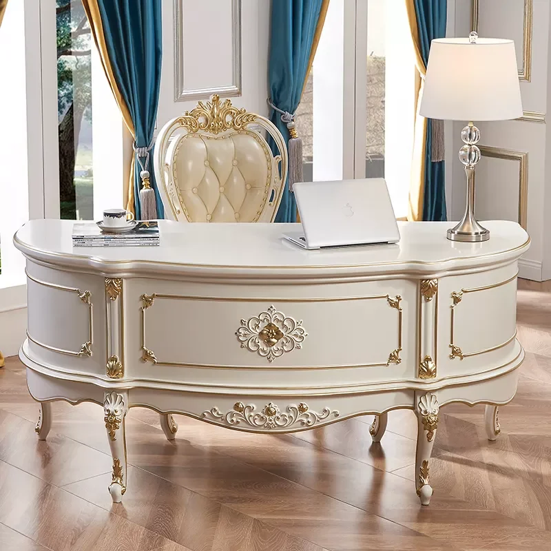 Aarsun Antique Wooden Office Table With Chair With Teak Wood In Antique