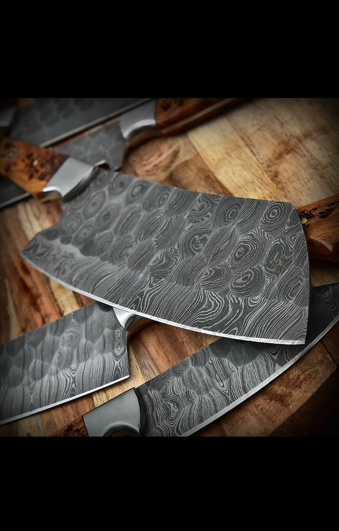 Labonita Feltham Custom Handmade Damascus Chef Knife Set With Leather