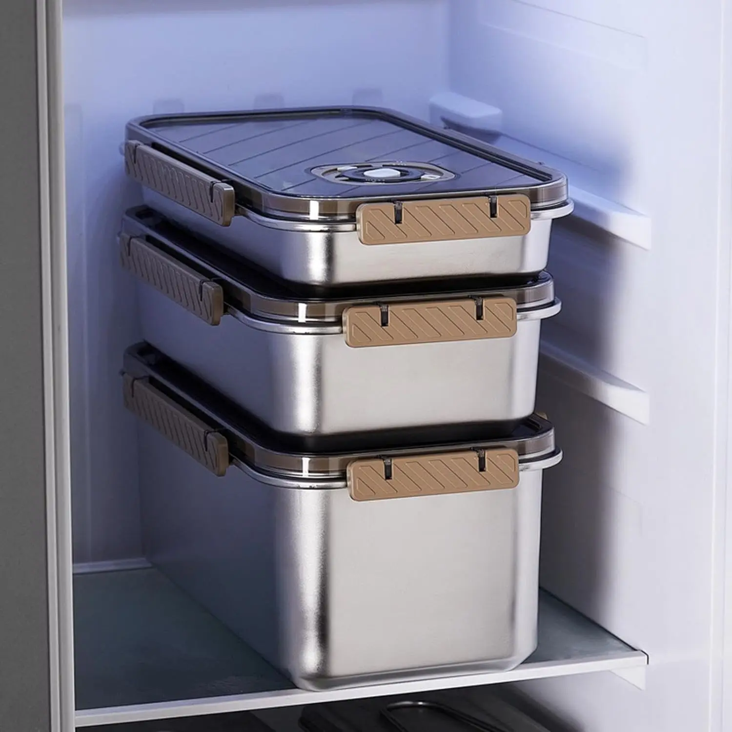 Stainless Steel Food Storage Container With Lids Airtight Metal Food ...