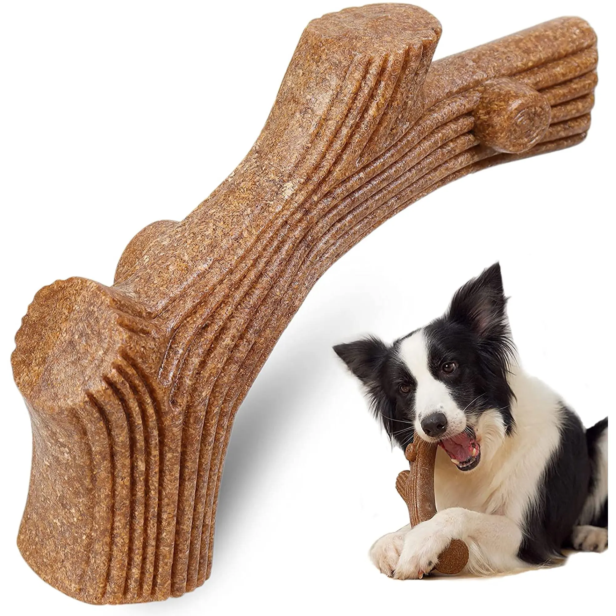 Factory Directly Provide Wooden Dog Bone Aggressive Chewers Durable